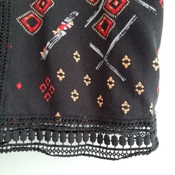 DEVOTED Boho Lace Trim & Back Tie Boxy Blouse Black Sz S - Picture 7 of 13